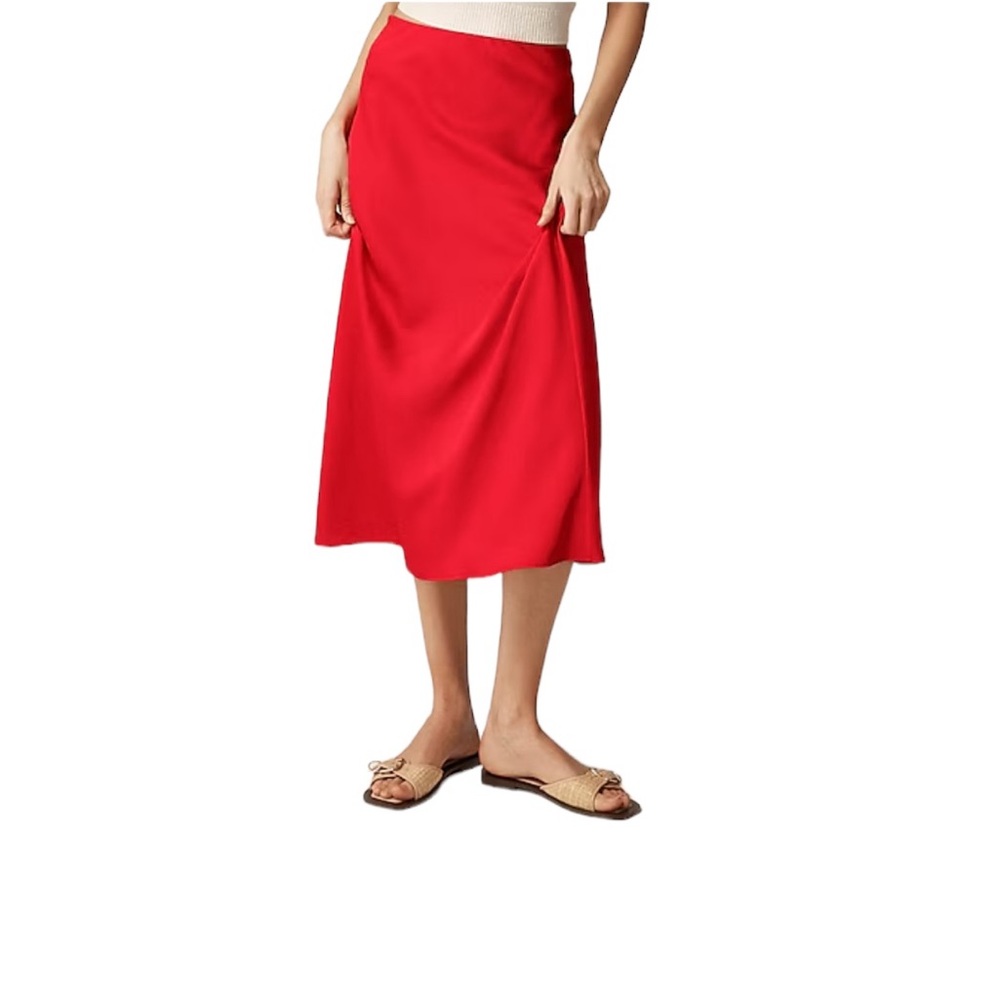 Red Midi Skirt - Women's Elegant A-Line
